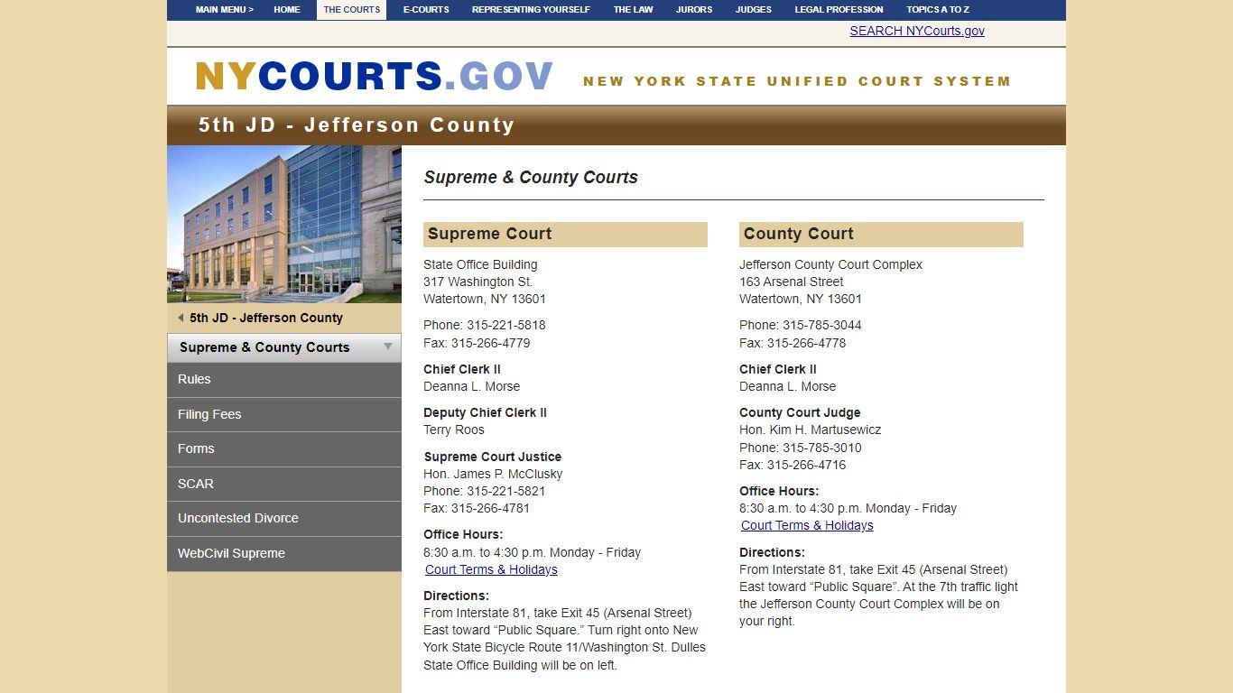 Supreme & County Courts - Jefferson County | NYCOURTS.GOV
